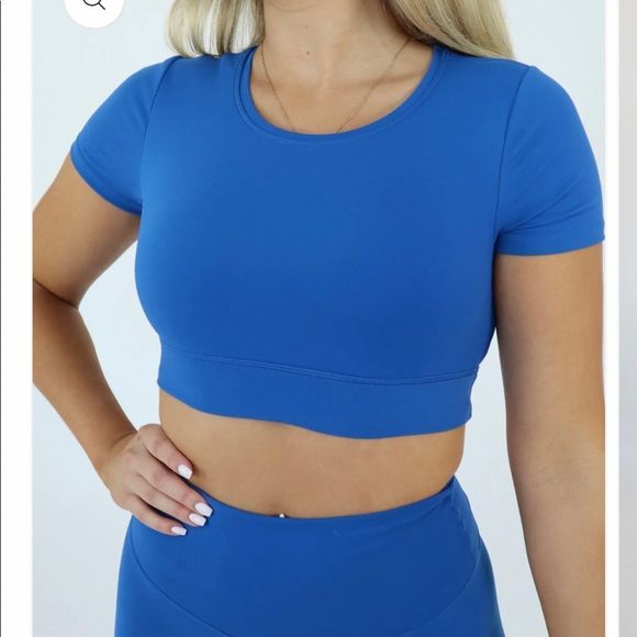 First health blue performance crop Top - Picture 3 of 11
